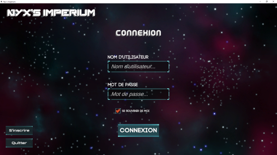 Panneau de login en jeu